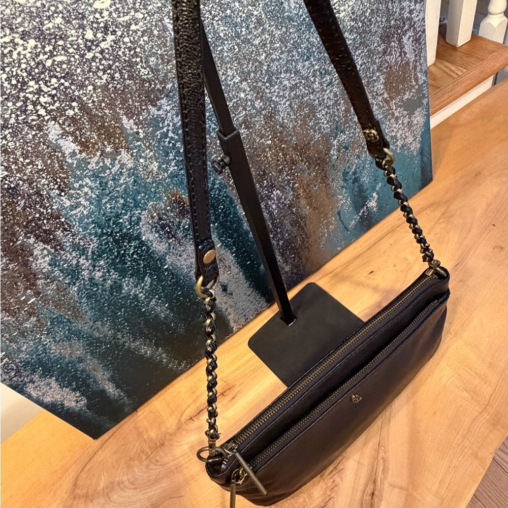 Elliott Lucca Black Leather Chain Strap Crossbody Bag - Picture 3 of 16